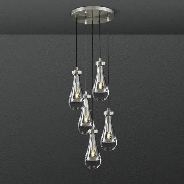 Lámpara Colgante 5 Luces Ajustable Para Sala Modelo E12