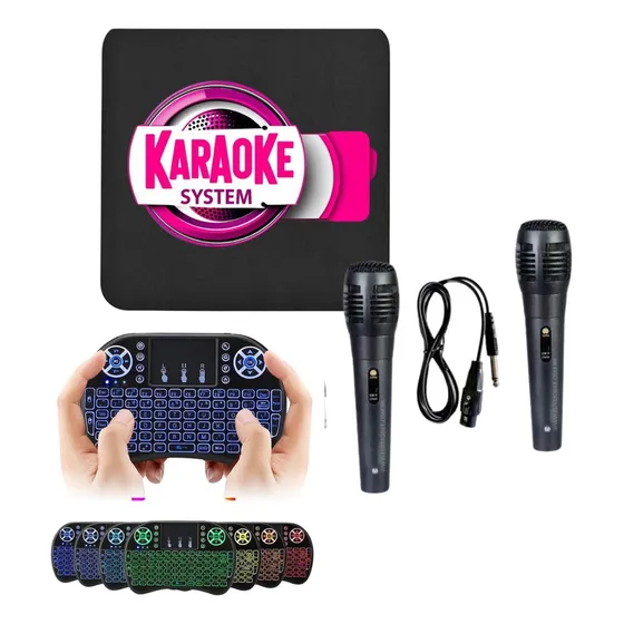 Karaoke System Premium Com Pontuação 2 Microfones + Teclado