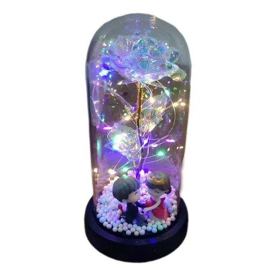 Flor Rosa Eterna Boda Amor Navidad Luz Led Ideal Para Regalo