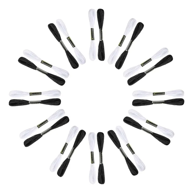 24 Madejas De Hilo Para Bordar Blanco Y Negro + Obsequio