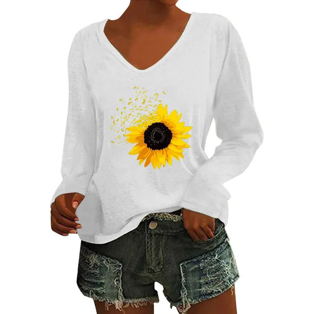 Camiseta Manga Larga Estampado Superior Para Mujer Holgada