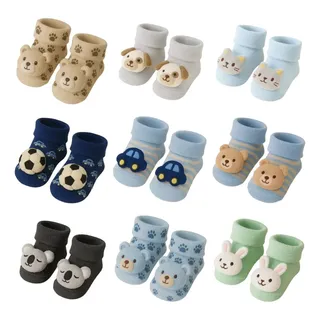 Kit 6 Pares Meia Bebê Menino Bichinho Inverno Premium 2026