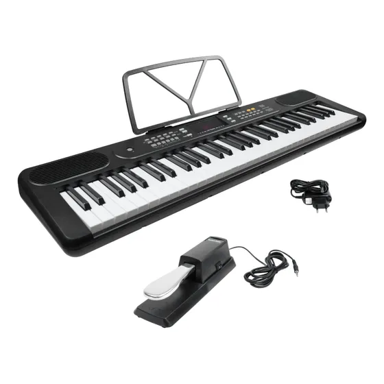 Kit Teclado Az Keys Tone Preto Bivolt Com Pedal Sustain