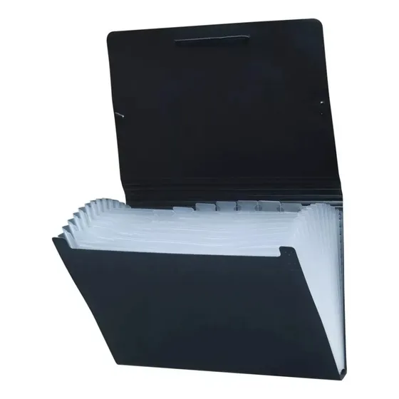 Carpeta Clasificador Fuelle A4 12 Divisiones C/elastico Lama Negro