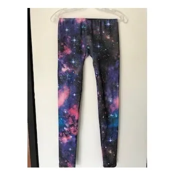 Licra Estampado Del Espacio En Fucsia Y Azul Marino Usado