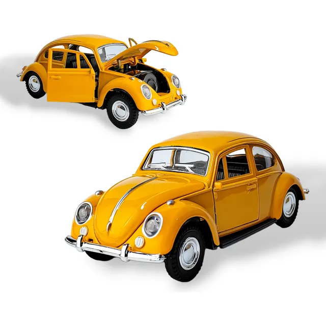 Carro Replica Escarabajo Metalico Con Luz Y Sonido Amarillo