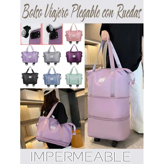 Bolso Viajero Plegable Con Rueda Maleta Expandibl Impermeabl