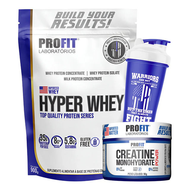 Kit Suplementos Hyper Whey Protein + Creatina Power Profit Cookies And Cream 900g | Creatina 90g