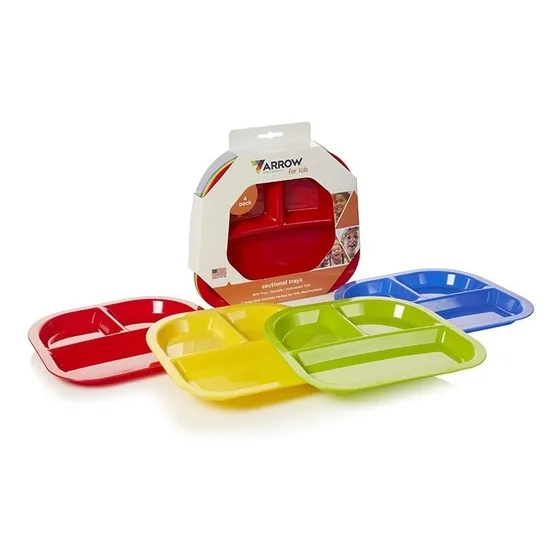 Set De Platos Plasticos Con 3 Divisiones