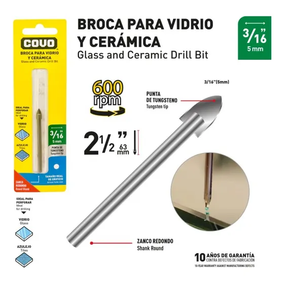 Mecha Vidrio 3/16'' Covo