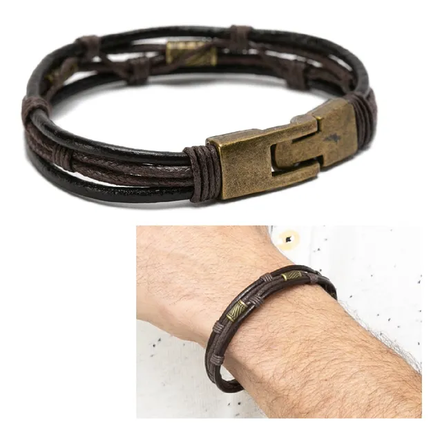 Pulsera De Cuero Modelo Vitange Marron