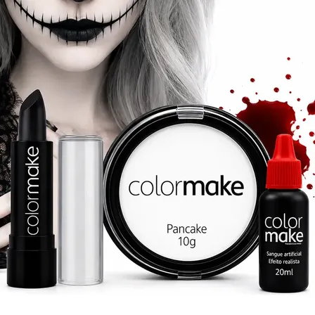 Colormake Kit Maquiagem Halloween Batom Preto Sangue Ferida