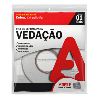 Fita Espuma Vedação 19mmx5m Autoadesiva Branco Adere Fita Espuma Vedação 19mmx5m Autoadesiva Branco Adere