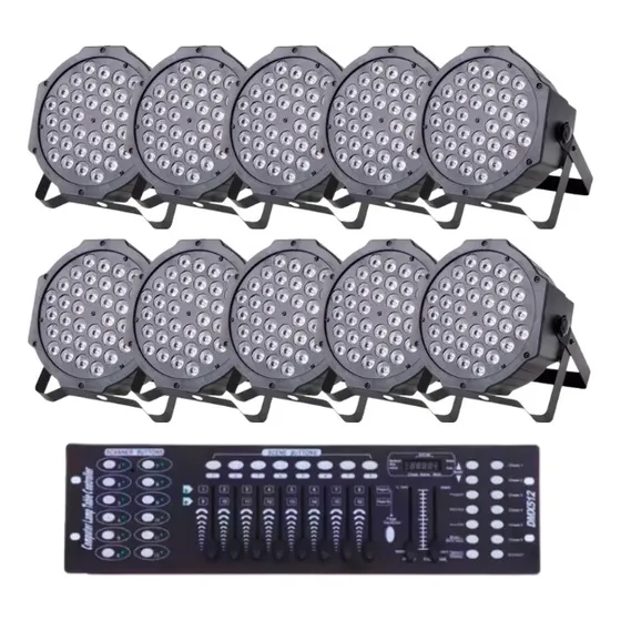 Kit 10 Canhao Parled 36 Led + Mesa Dmx 512 Efeitos Fade Time