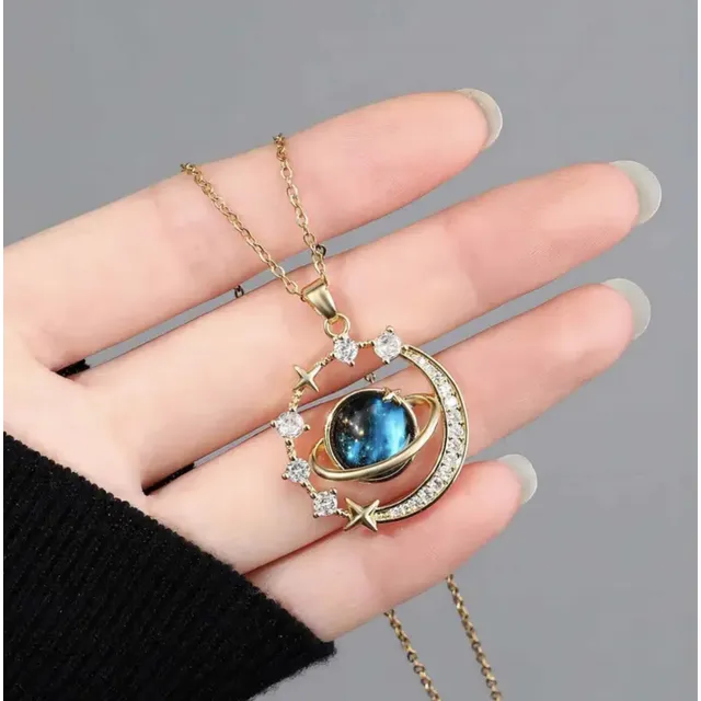 Collar Dije Galaxia Astronauta Saturno Estrellas Amor