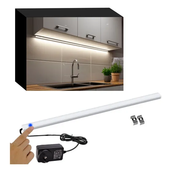 Tira Led 60 Cm + Sensor Aluminio Cocina Mesada Bajo Alacena 