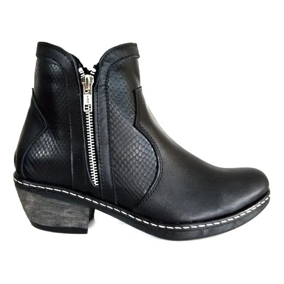 Botas De Taco Chino De Mujer Cuero Vacuno Botinetas Con Taco