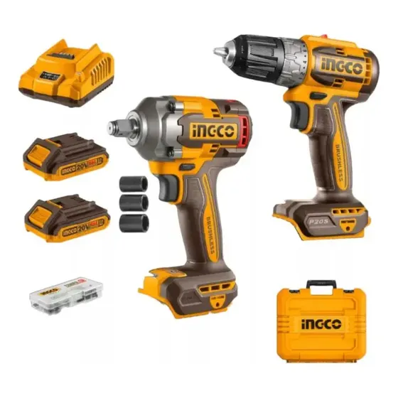 Kit Llave Impacto 400nm + Atornillador + potencia C 2bat + malt Color Naranja Claro 20 V | Cuotas sin interés