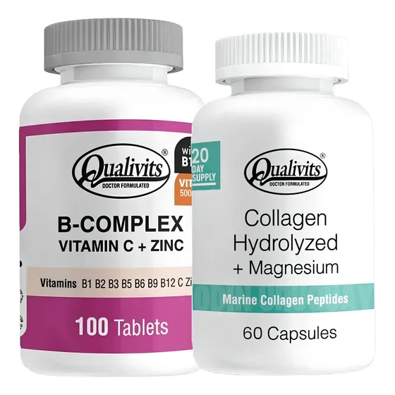 Complejo B Colágeno Magnesio Qualivits Suplemento Tabletas Sin Sabor | Cuotas sin interés