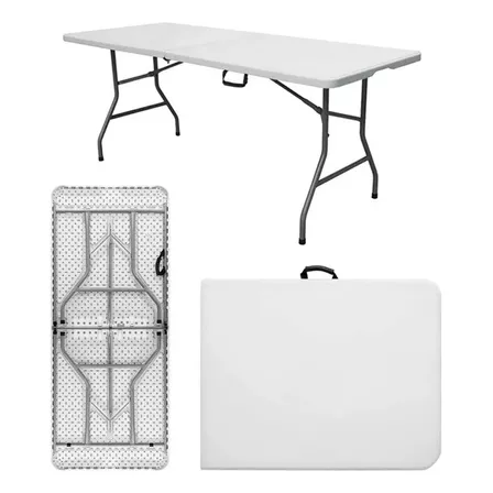 Mesa de exterior Garden Life Picnic de polipropileno e hierro color blanco