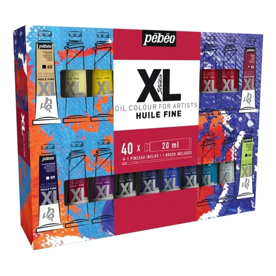 Set De 40 Óleos Pebeo Xl Studio En Tubos 20 Ml Y Pincel Óleo 40 Colores