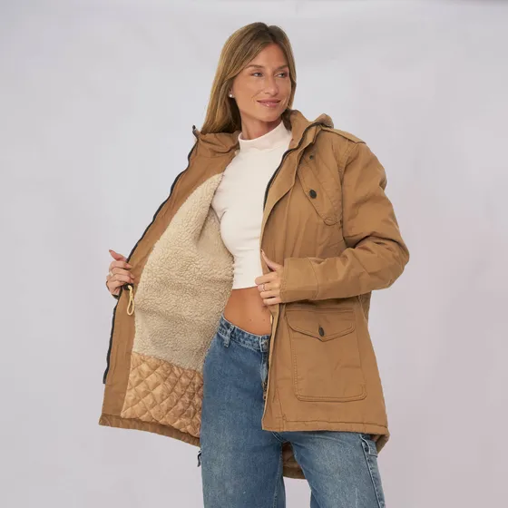 Customs Ba Camperas Mujer Parka Corderito Campera Invierno X