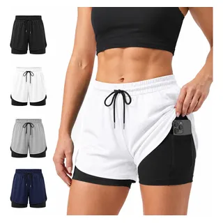 Em Geral Short Fitness Feminino 2 Em 1 Bermuda Compressão Duplo Praia