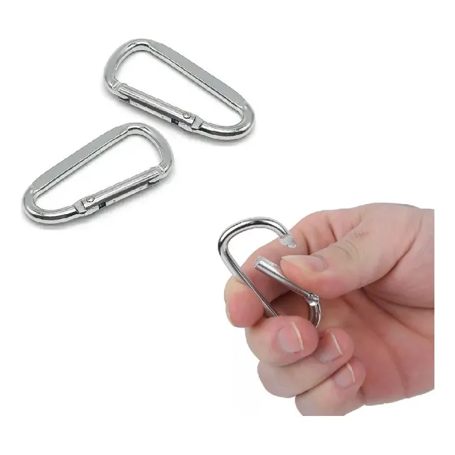 Mosquetón, Carabiner Mini Gancho, Clips, Llavero X 2unid Plateado