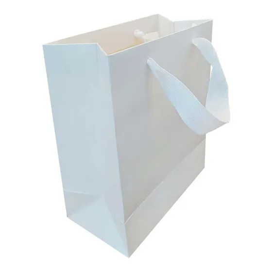 Bolsa De Cartulina Mini 18 X 15 X 8 Cm - Blanca X 50 U