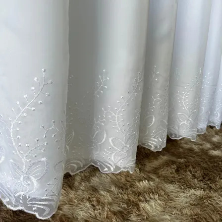 Cortina Voil Bordado Com Microfibra 3,00m Alt. Personalizada