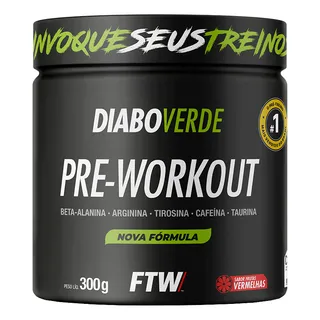 Suplemento Em PĂł Pre Treino Pre Workout Pote 300g Sabor Frutas Vermelhas Ftw - Diabo Verde Suplemento Em PĂł Pre Treino Pre Workout Pote 300g Sabor Frutas Vermelhas Ftw - Diabo Verde