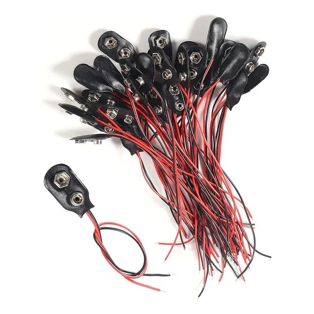 Tecneu 50 Piezas Conector Para Bateria 9v Broche Tipo L Cable 18.5cm Pila 9v