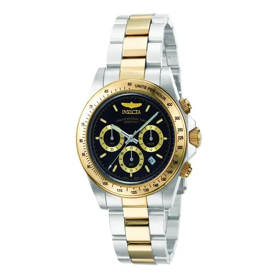 Reloj Invicta Hombre Speedway 9224 Acero Inoxidable Dorado Color de la correa Plateado Color del fondo Negro