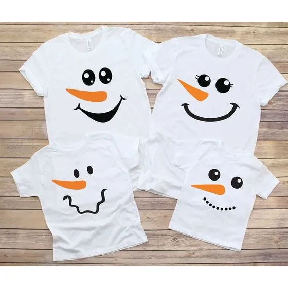 Franelas Navideñas Muñeco De Nieve Personalizadas Familiares