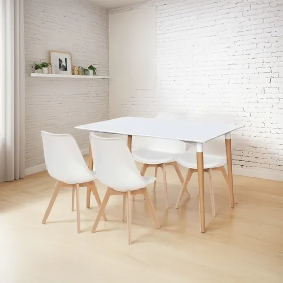 Combo Escandinavo Mesa Eames 120 + 4 Sillas Tulip