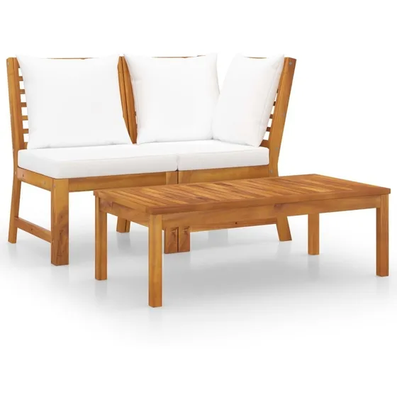 Sala Lounge De Jardín De 3 Pzascolor Crema De Madera Color Marrón