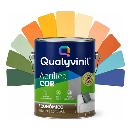 Tinta Acrílica Para Pintura Parede Econômica 3,6l Qualyvinil Branco Fosco