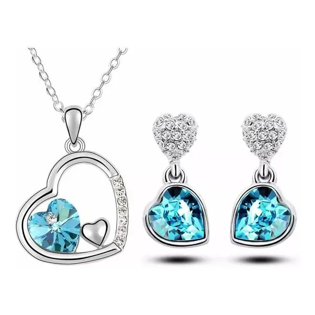 Set 2 Piezas Collar Aretes Bañado Plata 18k  Joyeria Gold
