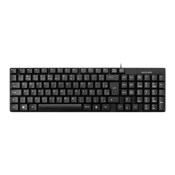 Teclado USB com Fio TC193 Notebook Computador Cabo 1,20m Resistente Compacto Slim Preto Multilaser