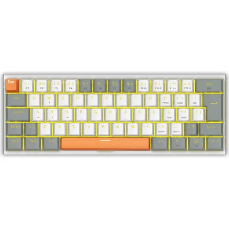 Teclado Mecânico Com Fio E-yooso 61 Teclas Com Luz De Fondo Cor De Teclado Grey White-red Switch Idioma Inglês Us
