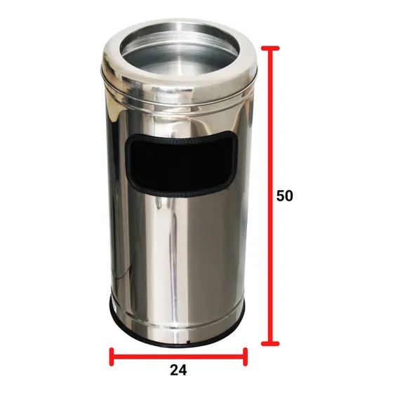 Lixeira Cinzeiro Inox 25 Litros Com Aro Bandeja Removível