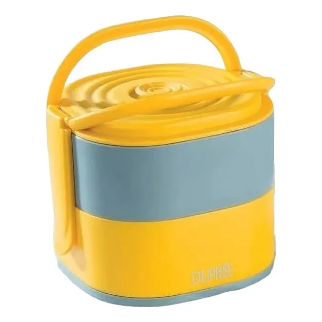 Portacomidas 2 Niveles, Color Amarillo/plomo 1500ml