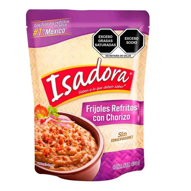 Frijoles Refritos Isadora con Chorizo 430g