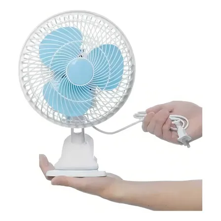 Mini Ventilador Clip Escritorio Ventiladores Pequeño Cantidad de aspas 3 Color de la estructura Blanco Color de las aspas Azul Diámetro 18 cm Material de las aspas Plástico