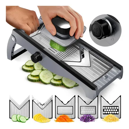 Rallador Cortador De Verduras Rebanador Mandolina Ajustable Manual De Verduras Fruta Y Queso Utensilios De Cocina Multifuncional Gris