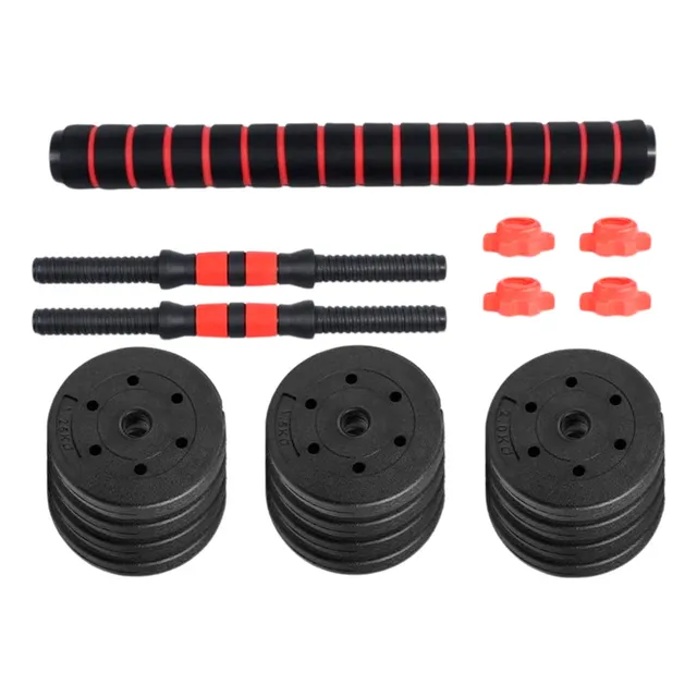 Set 2 Mancuernas Lumax + Barra 2 En 1 + 30kg Discos Pesas