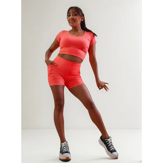 Short Bolsillo+top/m/c Ideal Para Entrenar Excelente Calidad
