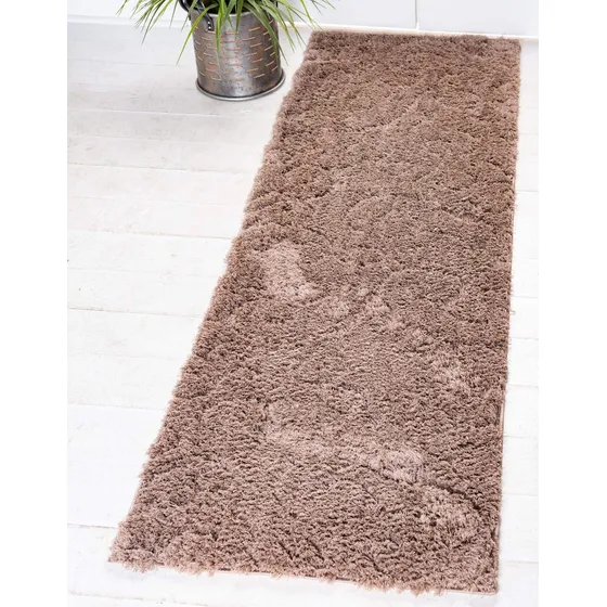 Alfombra Moderna Suave Diseño Floral 60 X 200 Cm Marrón