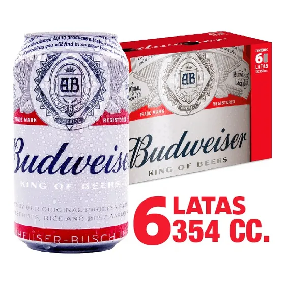 Pack 6 Cerveza Budweiser Cerveza Budweiser Lata De 354cc