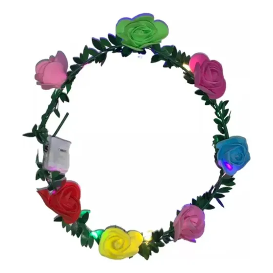 10 Cintillo Cintillos De Flores Corona Con Luces Led 
